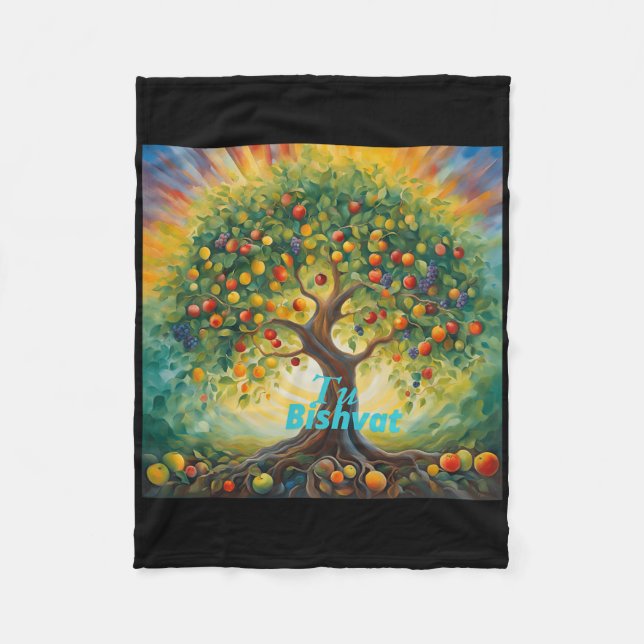 Tu Bishvat Happy New Year For Trees  Fleece Blanket (Front)