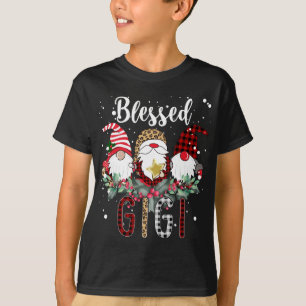 Tu Blessed Gigi Christmas Leopard Buffalo Plaid Gn T-Shirt