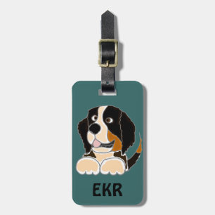 TU- Funny Bernese Mountain Dog Original Art Luggage Tag