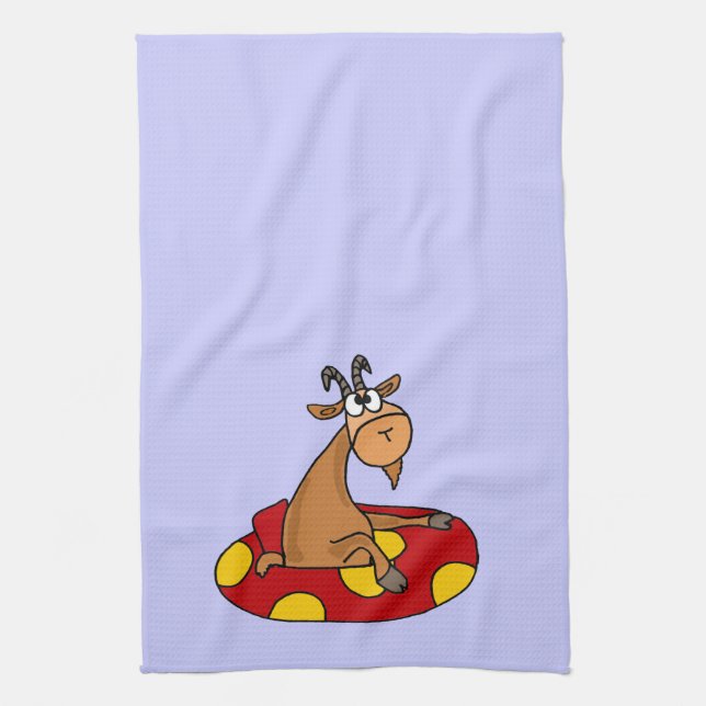 TU- Funny Whatever Floats Your Goat Cartoon Kitchen Towel (Vertical)