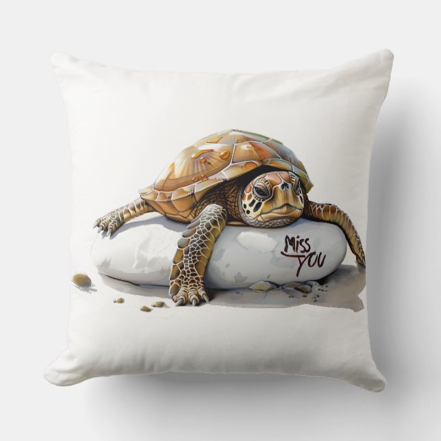 "Tu me manques" Coussin Tortue – (Recto)