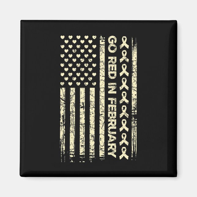 Tu Red Ribbon Heart Disease Awareness Gift America Magnet (Front)