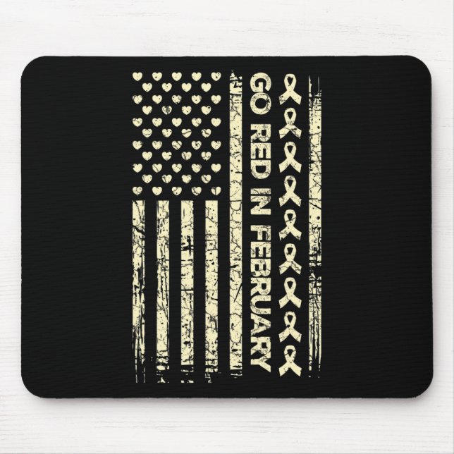Tu Red Ribbon Heart Disease Awareness Gift America Mouse Pad (Front)