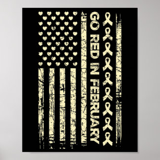 Tu Red Ribbon Heart Disease Awareness Gift America Poster