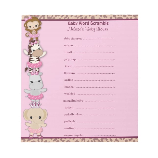Tu Tu Cute Ballerina Word Scramble TTC 40-pages Notepad (Front)