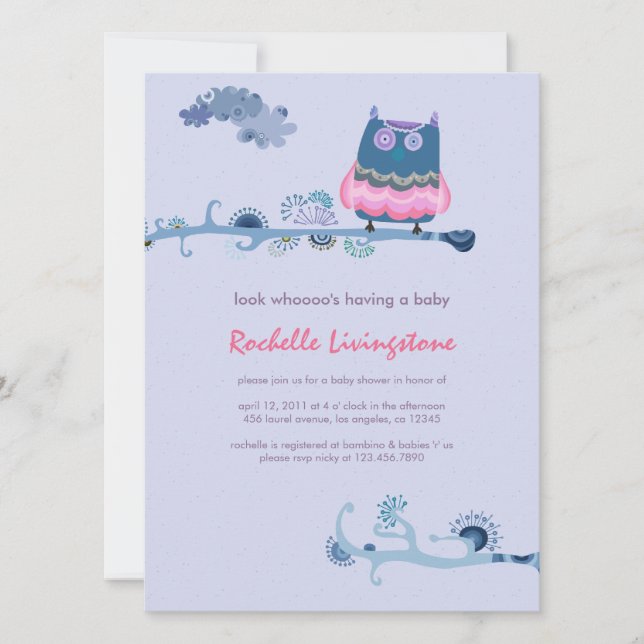 Tu whit whooo Boy Baby shower Invitation (Devant)