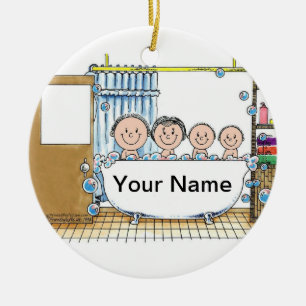 Tub Time 2 Ceramic Ornament