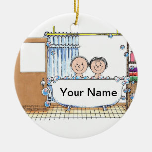 Tub Time, Couple Only Ceramic Ornament