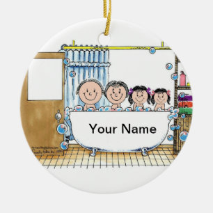 Tub Time, Two Girls Ceramic Ornament