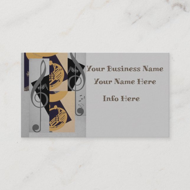 Tuba And Music Notes Business Card (Front)