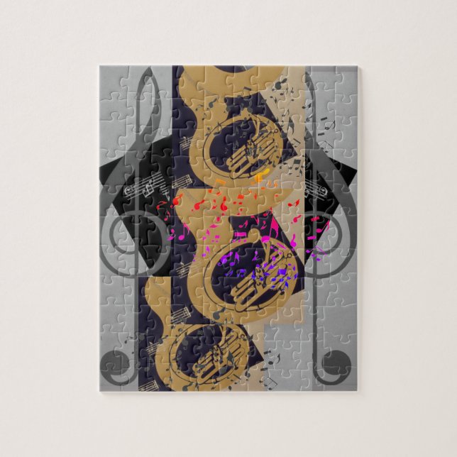 Tuba And Music Notes Jigsaw Puzzle (Vertical)