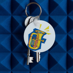 Tuba Brass Instrument Bright Music Band Keychain