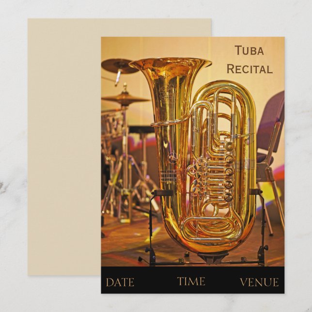 Tuba brass instrument Recital Invitation (Front/Back)