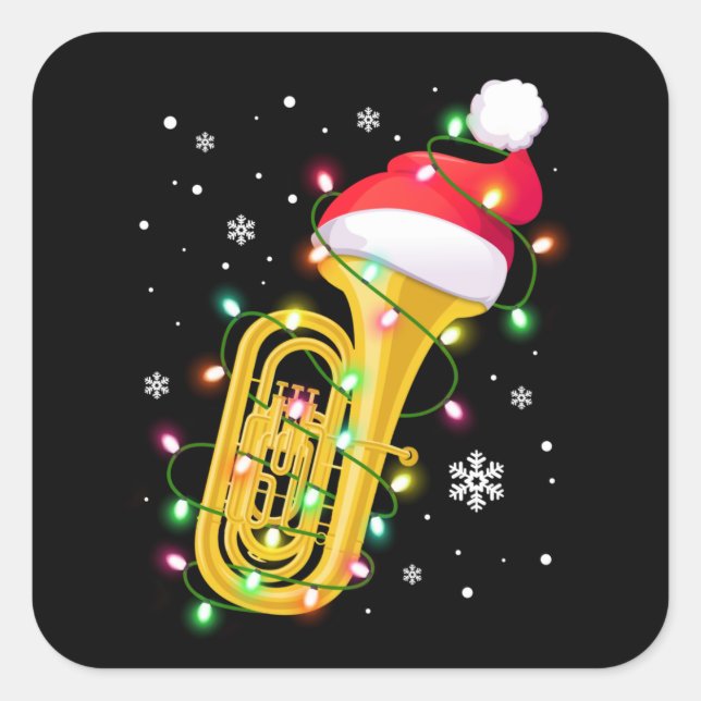 Tuba Christmas Shirt Funny Marching Band Geek Holi Square Sticker (Front)