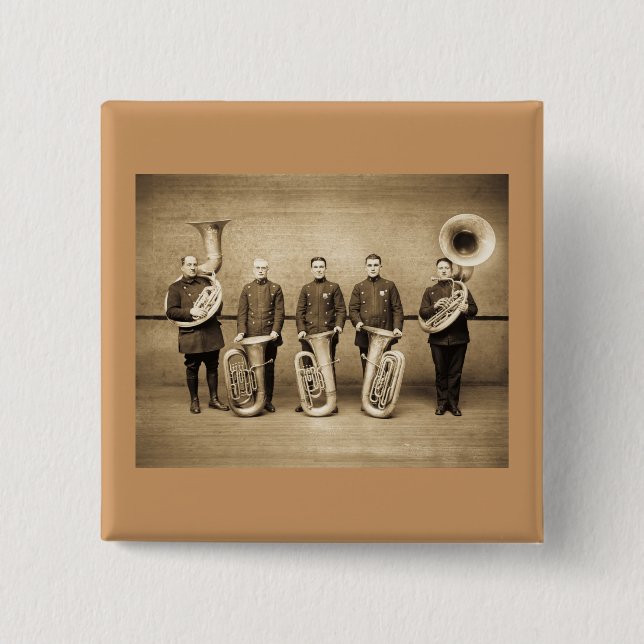 Tuba Cops (Sepia) 2 Inch Square Button (Front)