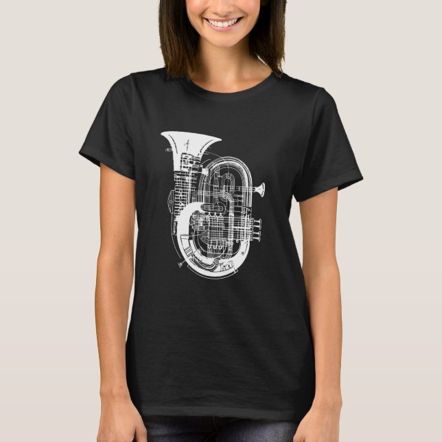 Tuba Drawing Brass Instrument T-Shirt (Front)