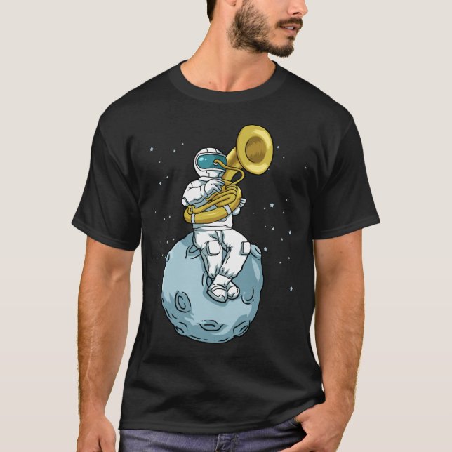 Tuba Gift Astronaut Marching Band Music Sousaphone T-Shirt (Front)