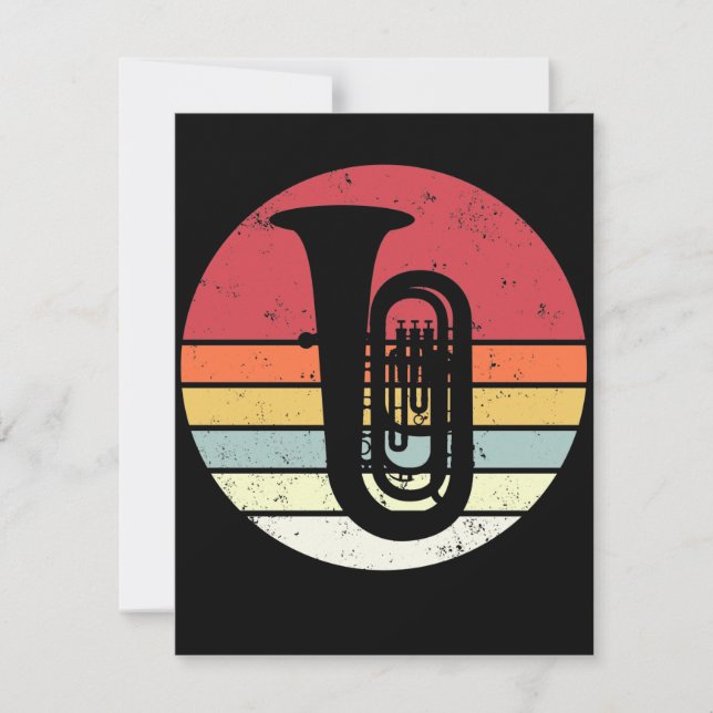 Tuba gift, retro tuba player, orchestra card (Front)