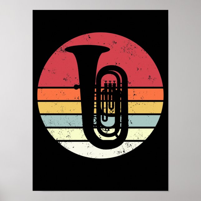 Tuba gift, retro tuba player, orchestra poster (Front)
