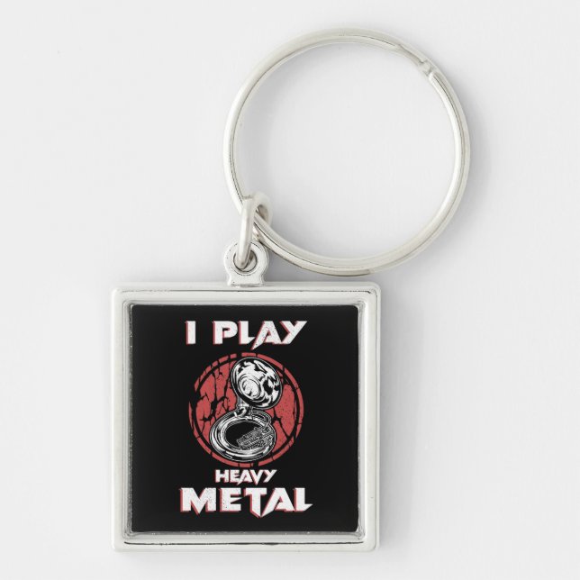 Tuba Gifts Heavy Metal Marching Band Sousaphone Keychain (Front)