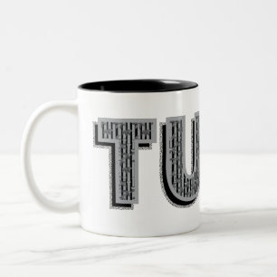 Tuba Grey Patterned Text Two-Tone Coffee Mug