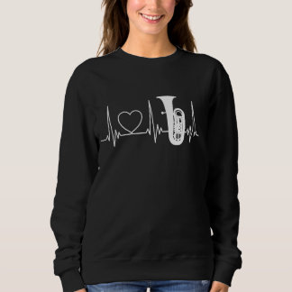 Tuba Heartbeat ECG Design With Heart For Tuba Play Sweatshirt