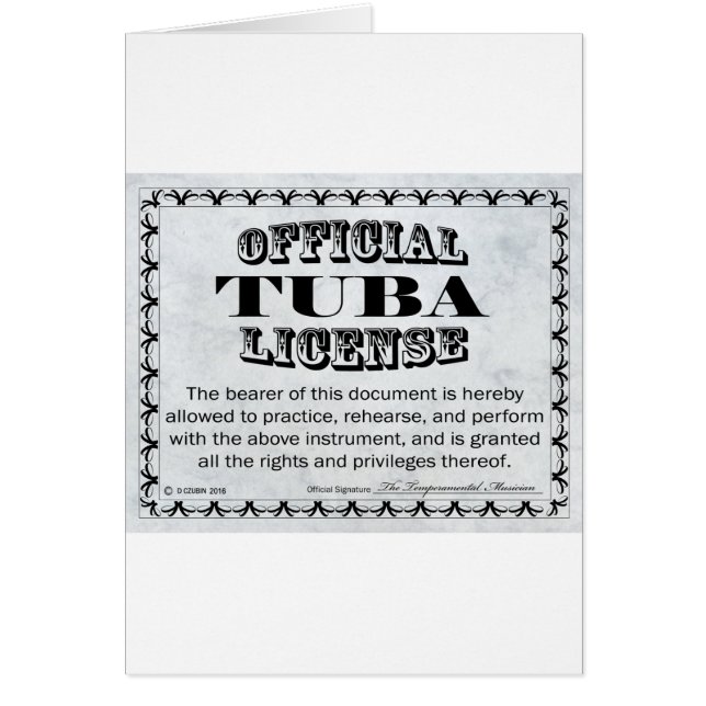 Tuba License (Front)