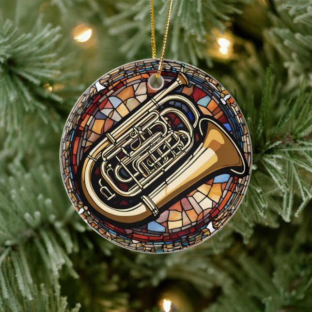 Tuba Music  Ceramic Ornament (Tree)