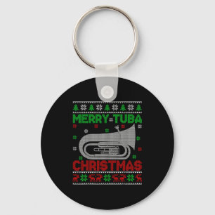 Tuba Music Lover Xmas Lighting Ugly Merry Tuba Chr Keychain