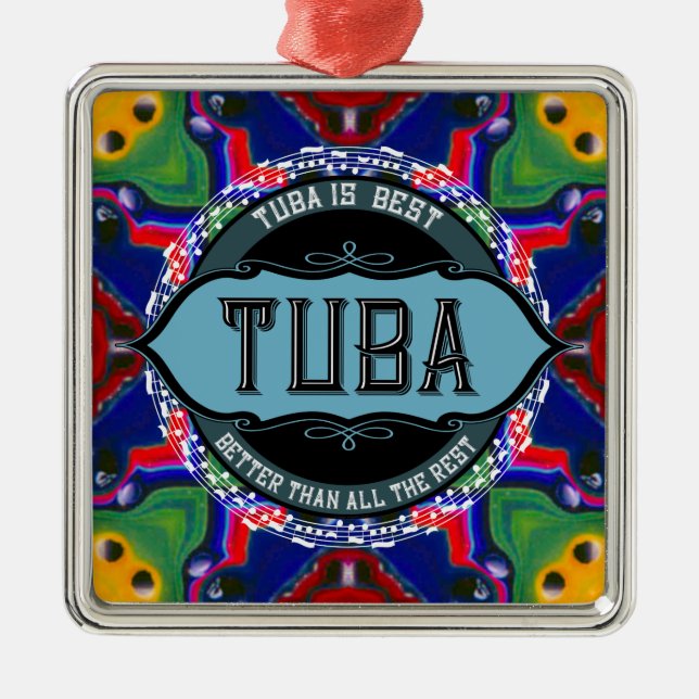 Tuba Music Note Circle Metal Ornament (Front)
