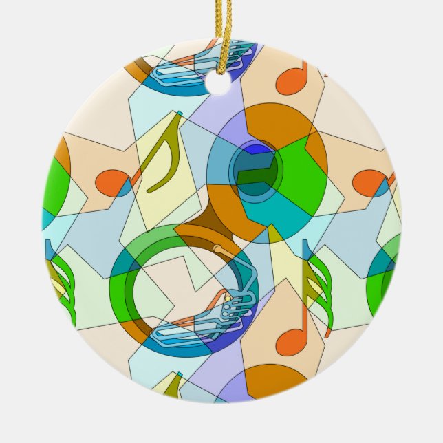 Tuba Music Note Fragments Ceramic Ornament (Front)