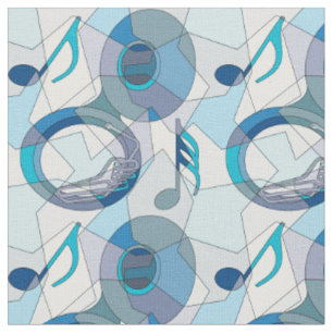 Tuba Music Note Fragments Fabric