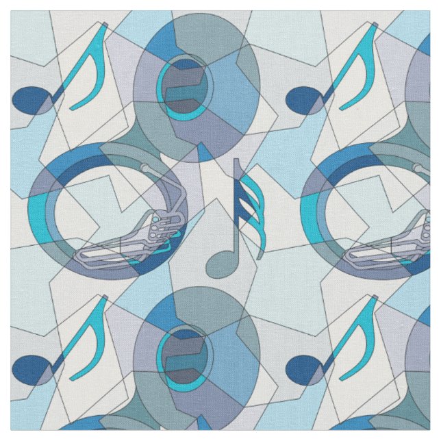 Tuba Music Note Fragments Fabric (Close Up)