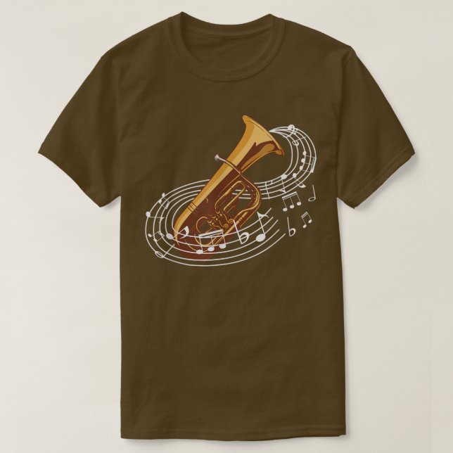 Tuba Music Notes of Brass Instruments  T-Shirt (Design Front)