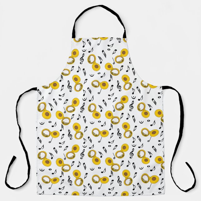 Tuba Music Notes Pattern Apron (Front)
