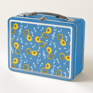 Tuba Music Notes Pattern Metal Lunch Box