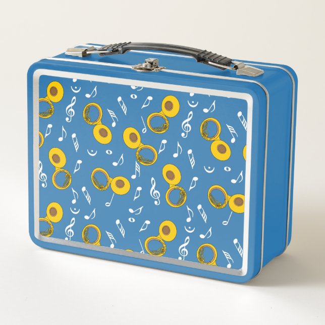Tuba Music Notes Pattern Metal Lunch Box (Front)