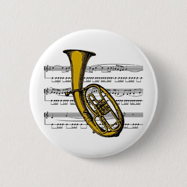 Tuba musical 04 B 2 Inch Round Button (Front)