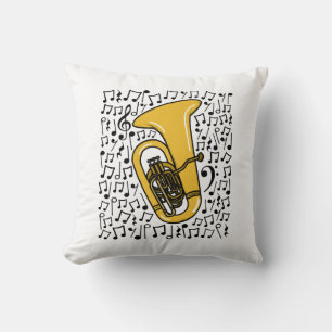 Tuba Musical Notes Tubaist Brass Musician Throw Pillow