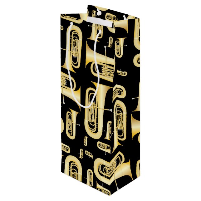 Tuba Musician Band Teacher Wine Gift Bag (Back Angled)