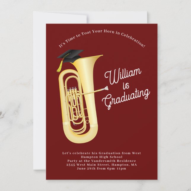 Tuba Musician Graduation Party Music Invitation (Front)