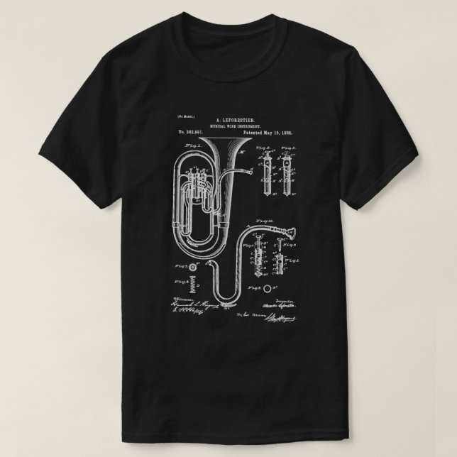 Tuba Patent Graphic Blueprint T-Shirt (Design Front)
