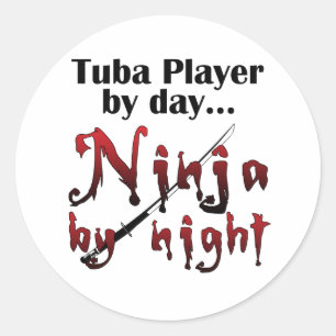 Tuba Player by Day... Classic Round Sticker