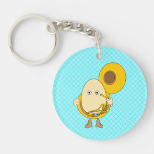 Tuba Player Egghead Keychain
