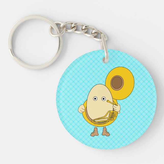 Tuba Player Egghead Keychain (Front)