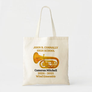 Tuba Player High School Band Gold Personalized Tote Bag