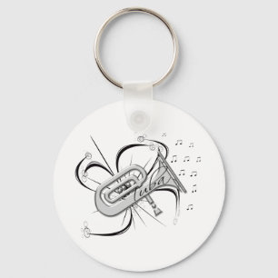Tuba Silver and Notes Keychain