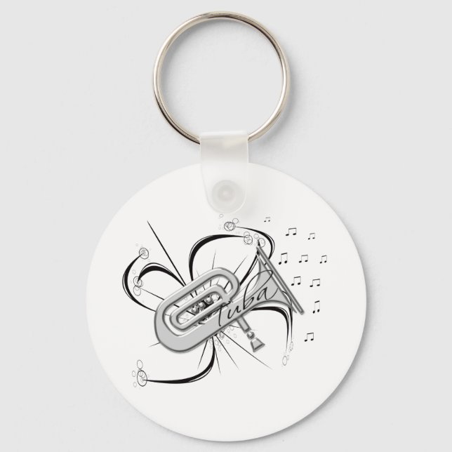 Tuba Silver and Notes Keychain (Front)