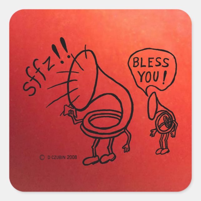 Tuba Sneeze Border Square Sticker (Front)