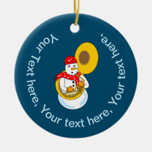 Tuba Snowman Ceramic Ornament